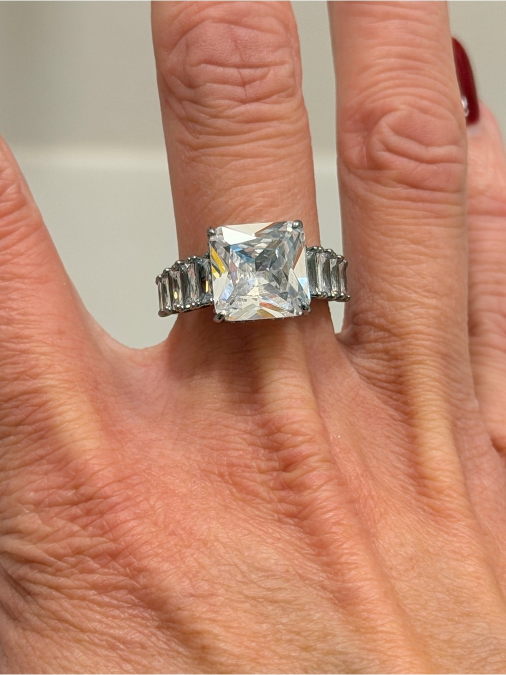 Bomb Party NWOT! Silver-Tone Square-Cut Clear CZ Statement Ring